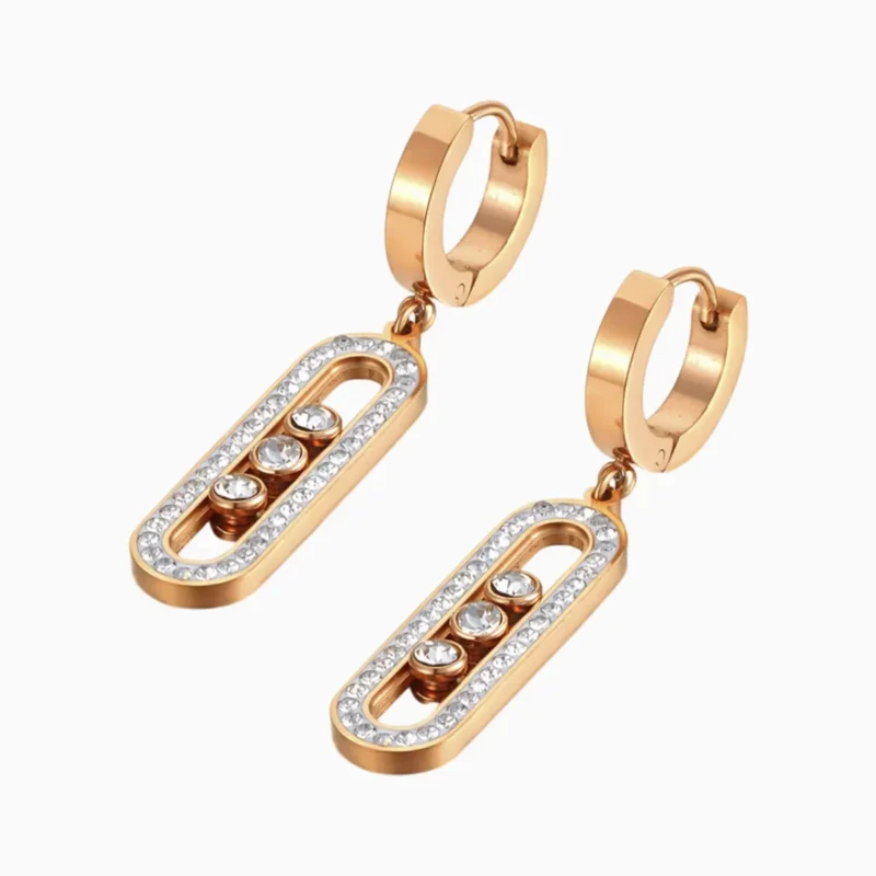 Aretes Huggies De Acero Movimiento Cincel Rosa Aretes Huggies De Acero Movimiento Cincel Rosa