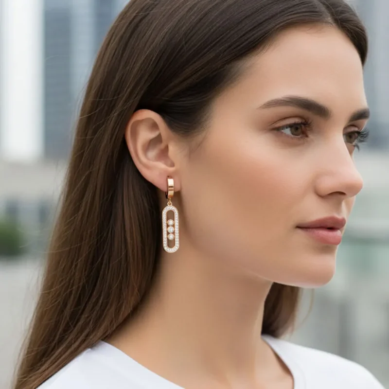 Aretes Huggies De Acero Movimiento Cincel Rosa Aretes Huggies De Acero Movimiento Cincel Rosa