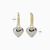 Aretes Largos De Oro Corazón Chunky