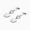Aretes Largos De Acero Flor 5 Hojas Blanco
