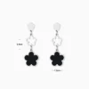 Aretes Largos De Acero Flor 5 Hojas Negro