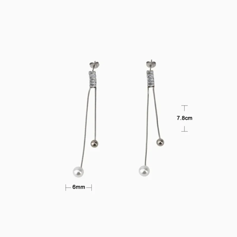 Aretes Largos De Acero Piedras Y Perla Aretes Largos De Acero Piedras Y Perla