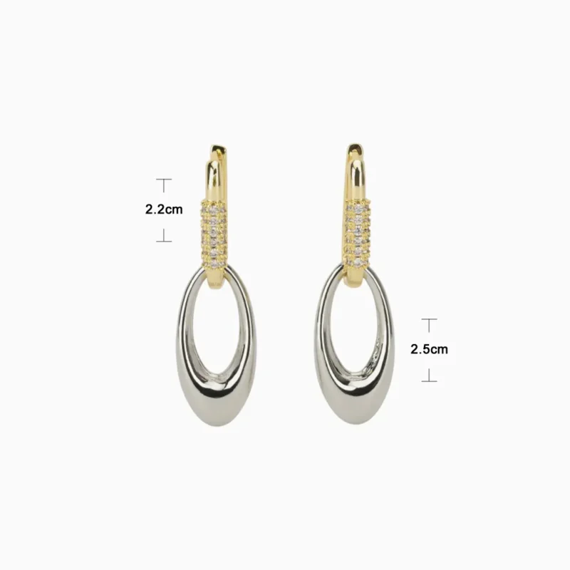 Aretes Largos De Oro Piedras Blancas