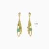 Aretes Largos De Oro Piedras Verdes