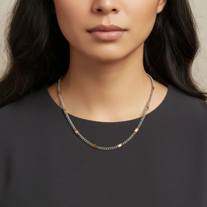 Collar De Acero Cadena Cubana Manchas