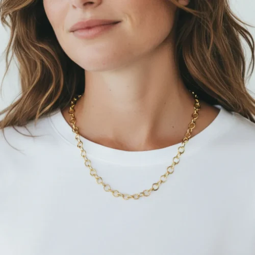 Collar De Acero Cadena Rolo 50cm