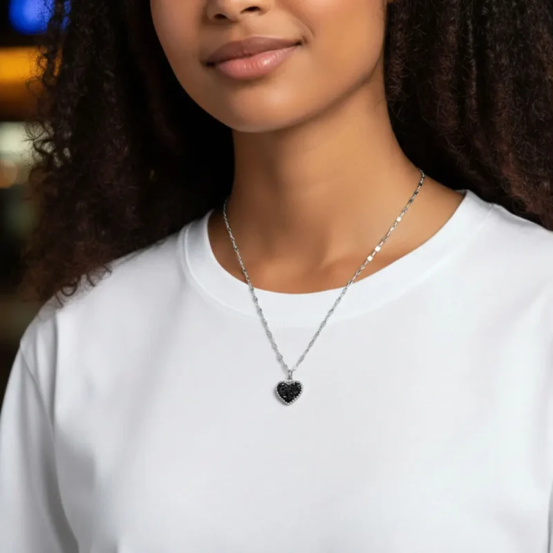 Collar De Acero Corazón Bicolor Collar De Acero Corazón Bicolor