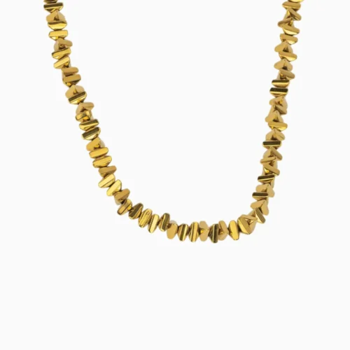 Collar De Acero Diseno Dorado Triangulo