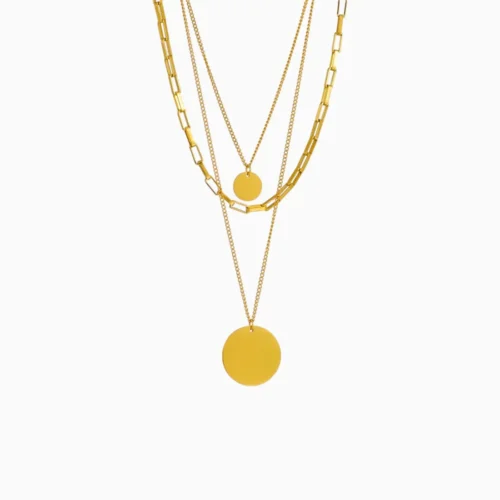 Collar De Acero Doble Dije Dorado Collar De Acero Doble Dije Dorado