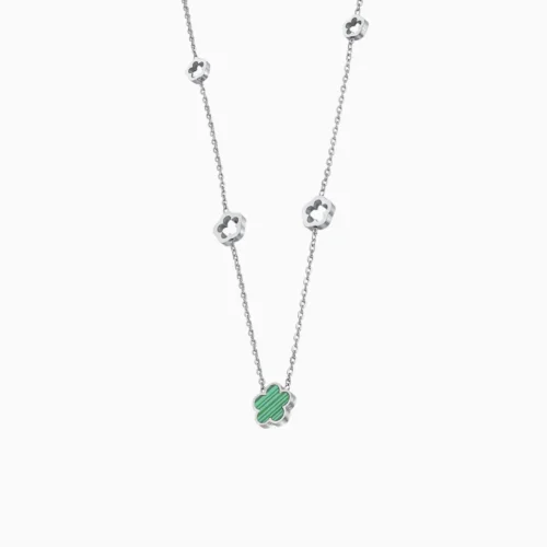 Collar De Acero Flor 5 Hojas Verde Collar De Acero Flor 5 Hojas Verde