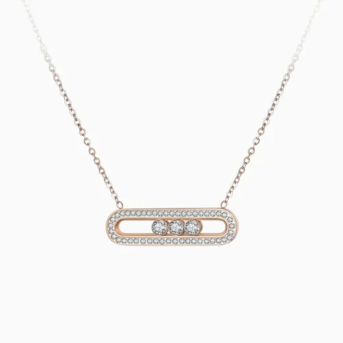 Collar De Acero Movimiento Cincel Rosa Collar De Acero Movimiento Cincel Rosa