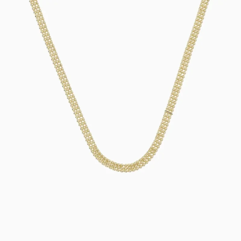 Collar De Oro Cuentas Triple Riel