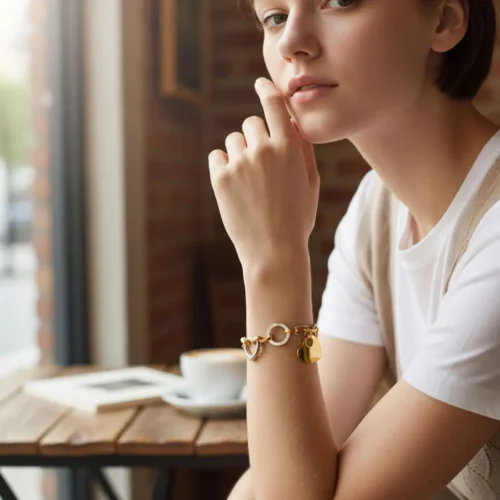 Pulsera De Acero Eslabones Corazón
