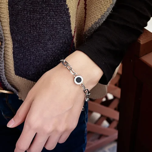 Pulsera De Acero Eslabones Números Romanos