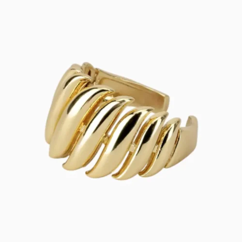 Anillo De Oro Ancho Ondulado Ajustable