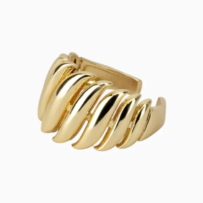 Anillo De Oro Ancho Ondulado Ajustable