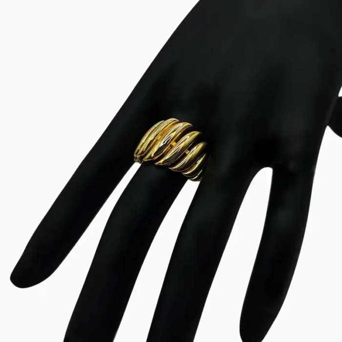 Anillo De Oro Ancho Ondulado Ajustable