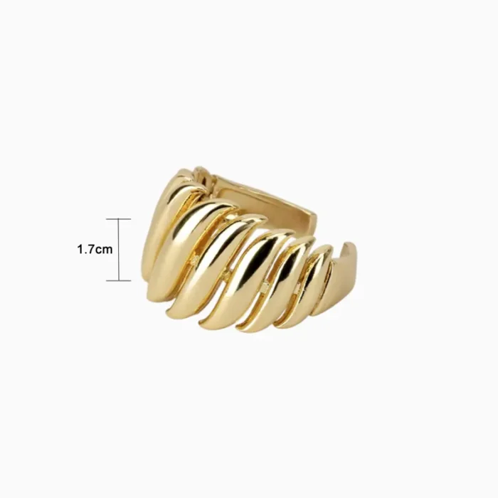 Anillo De Oro Ancho Ondulado Ajustable
