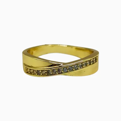 Anillo De Oro Doble Banda Brillante
