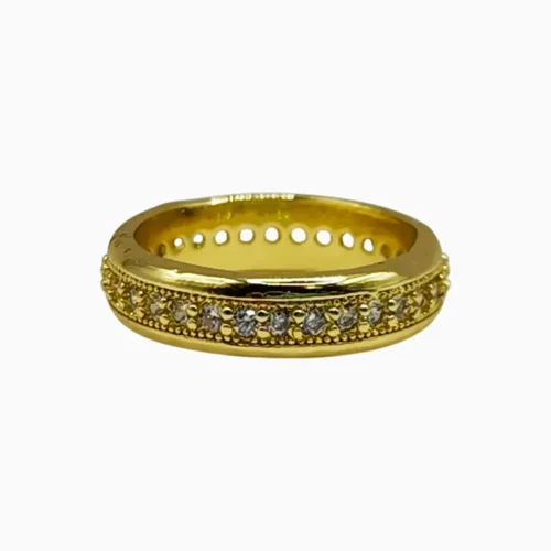 Anillo De Oro Fila En Pavé