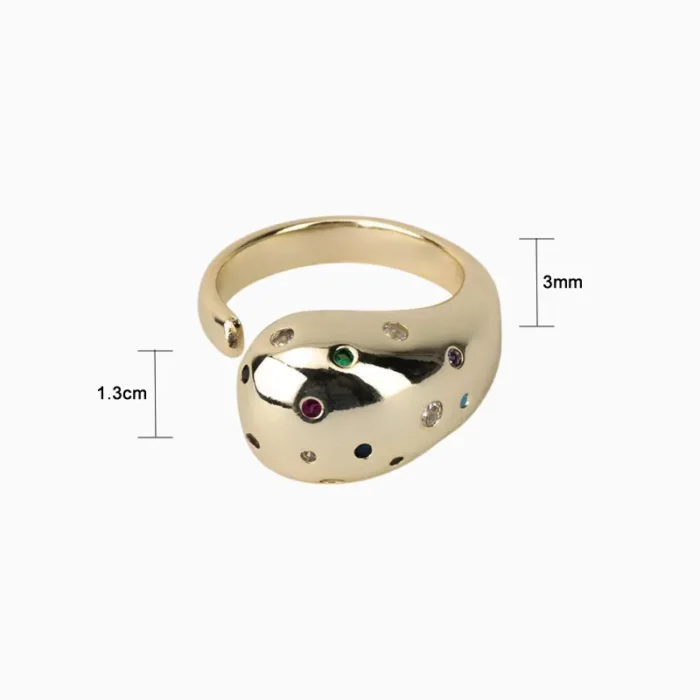 Anillo De Oro Piedras Multicolor Ajustable