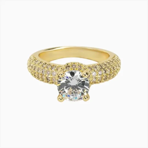 Anillo De Oro Solitario Brillante