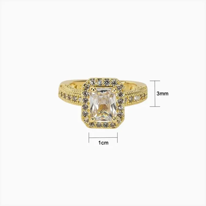 Anillo De Oro Solitario Rectangular