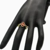 Anillo De Oro Trébol Rojo Ajustable