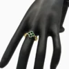 Anillo De Oro Trébol Verde Ajustable