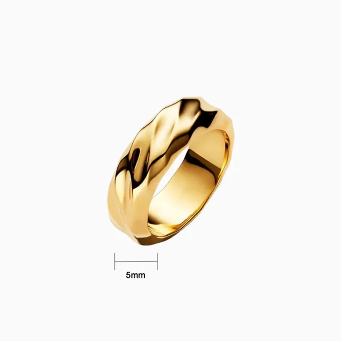 Anillo De Plata Banda Ancha Ondulado