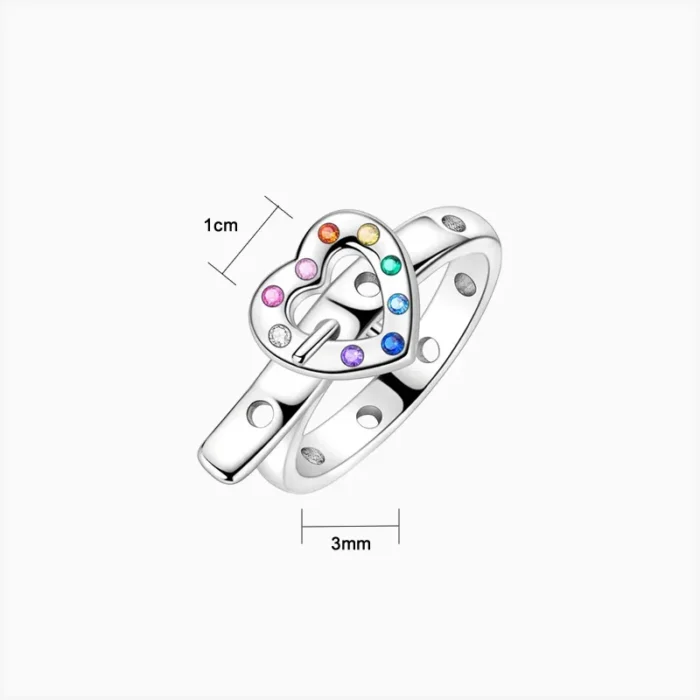 Anillo De Plata Cinturón De Corazón