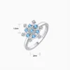 Anillo De Plata Copo De Nieve Azul