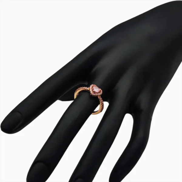 Anillo De Plata Corazón Elevado Rosa