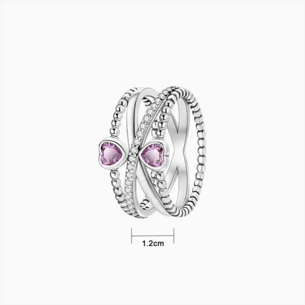 Anillo De Plata Dos Corazones