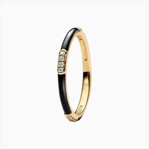 Anillo De Plata Esmalte Negro