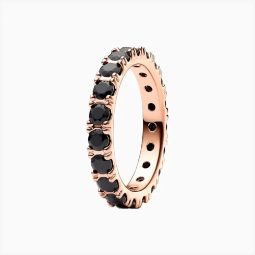 Anillo De Plata Eternity Fila Negra