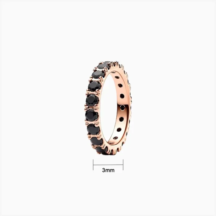 Anillo De Plata Eternity Fila Negra