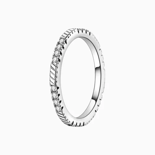 Anillo De Plata Fila Brillante