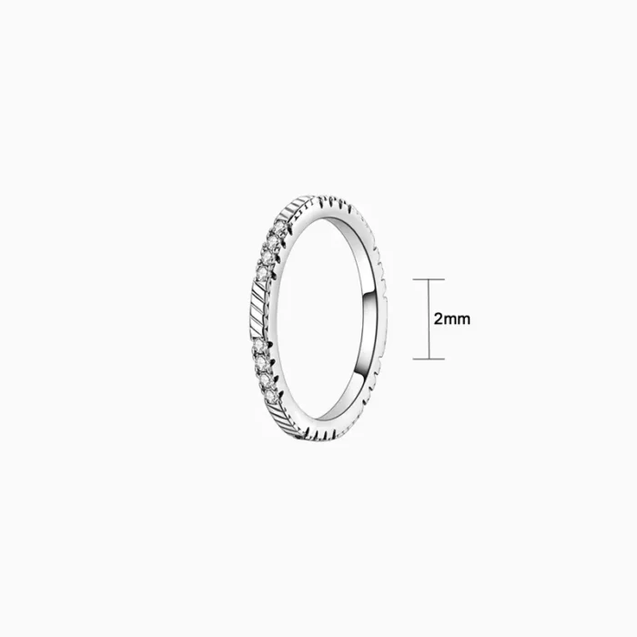 Anillo De Plata Fila Brillante