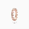 Anillo De Plata Fila Corazones Rosa