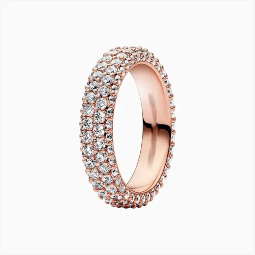 Anillo De Plata Fila Doble Pavé