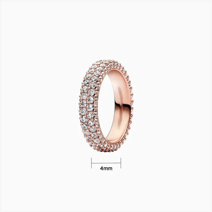 Anillo De Plata Fila Doble Pavé