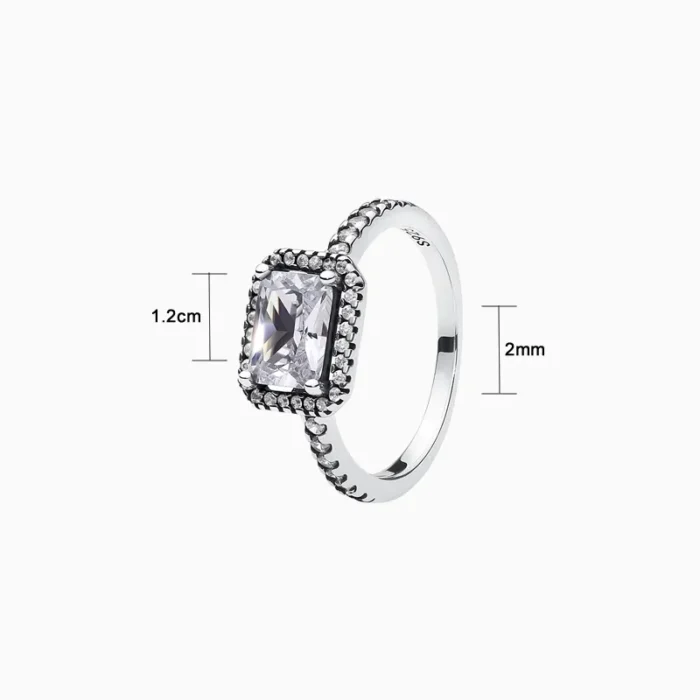 Anillo De Plata Halo Brillante Blanco
