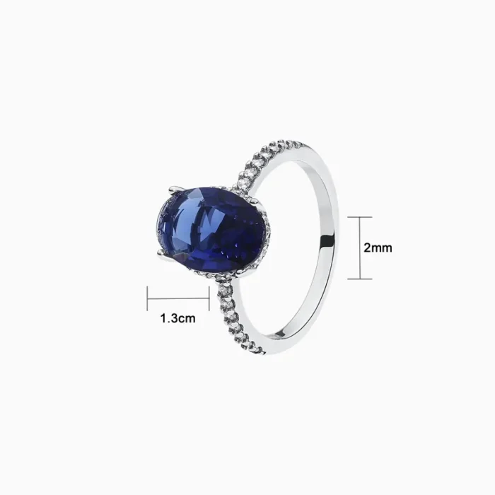 Anillo De Plata Halo Ovalado Azul