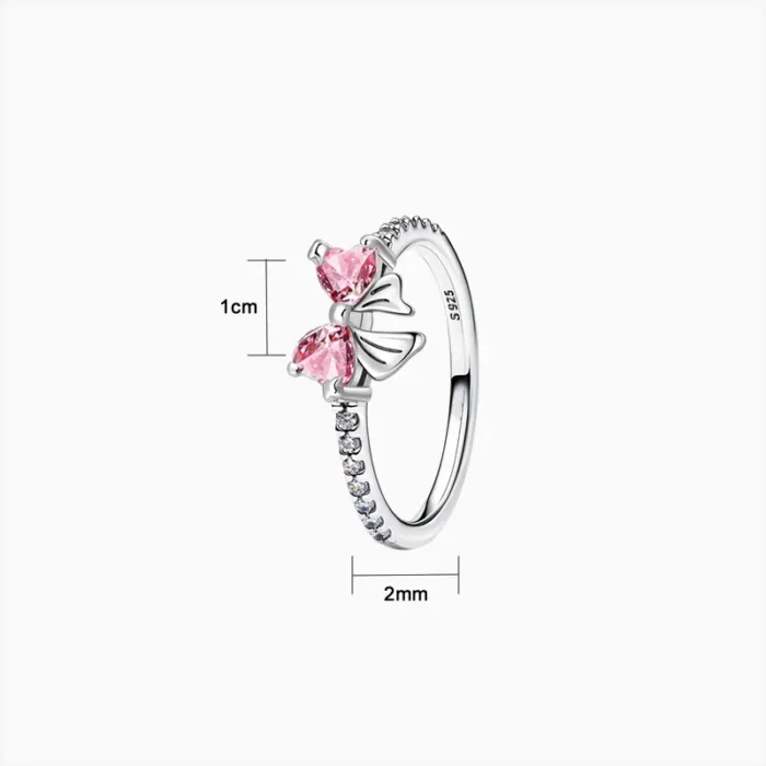 Anillo De Plata Moño Rosa
