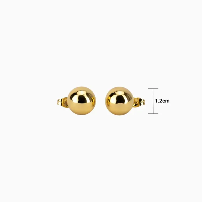 Aretes Broquel De Acero Bola Dorada 12