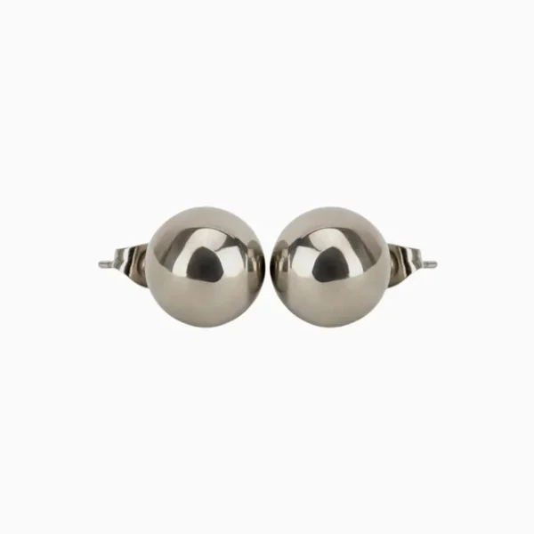 Aretes Broquel De Acero Bola Plateada