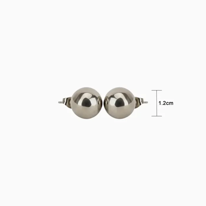Aretes Broquel De Acero Bola Plateada
