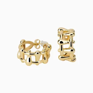 Aretes Broquel De Oro Diseño Único
