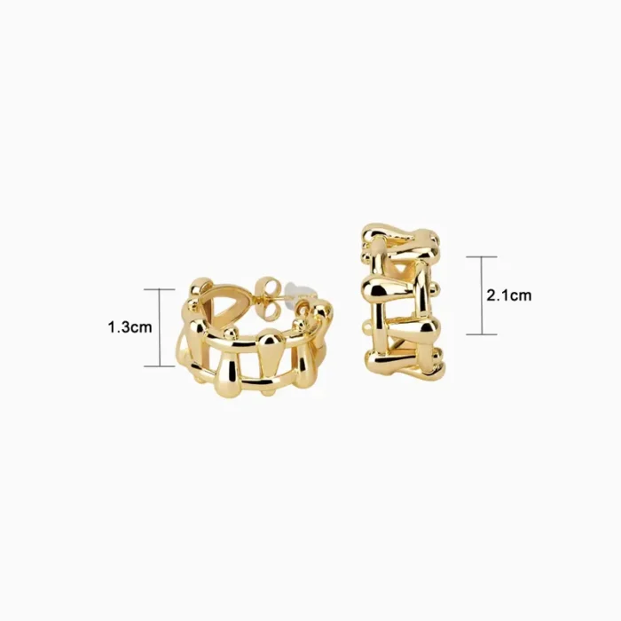 Aretes Broquel De Oro Diseño Único